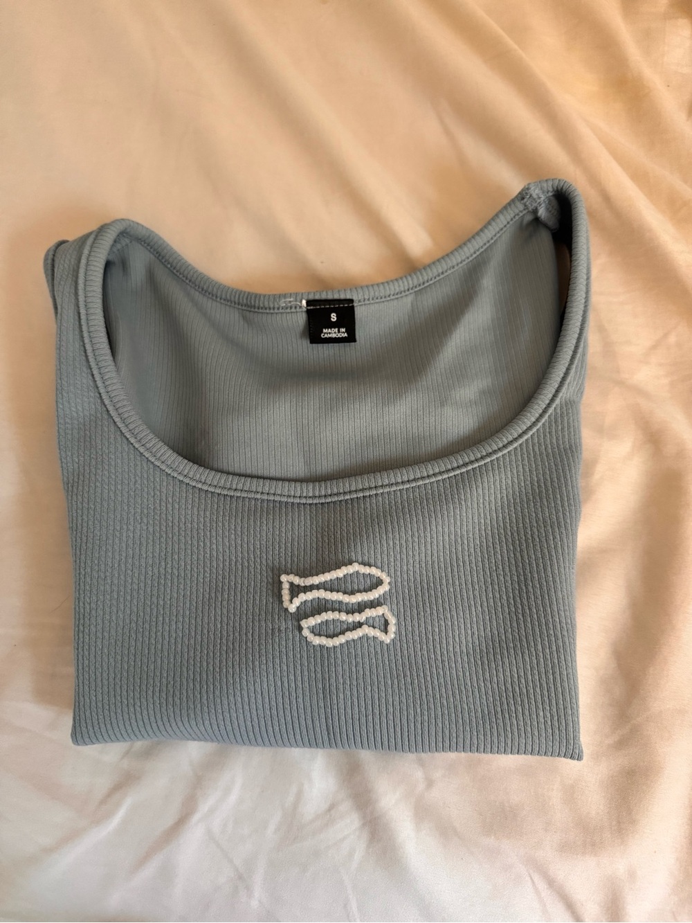 Light blue tank with beaded fish